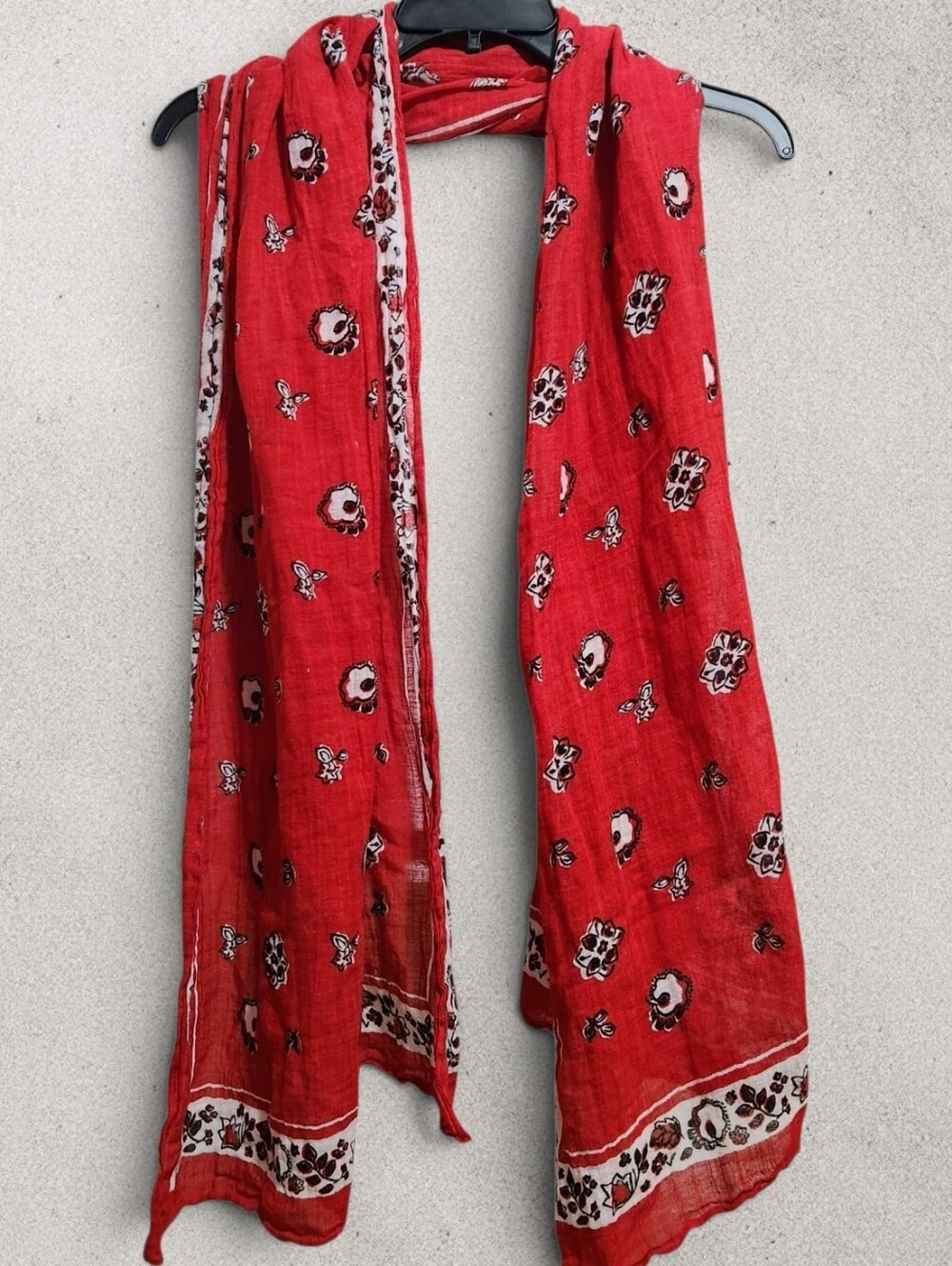 GAP Red Paisley Lightweight Bandana Scarf with Black and White Accents